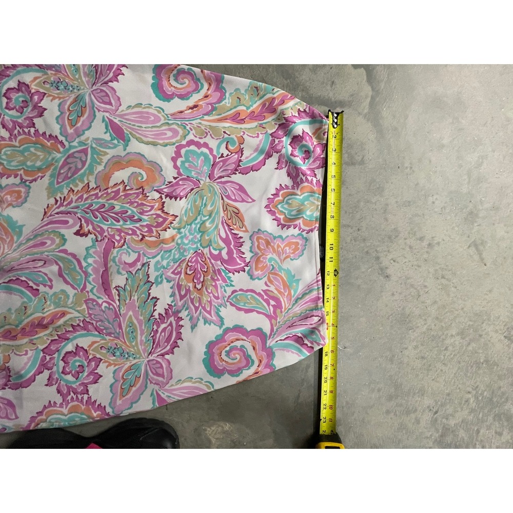 New York & Company Womens Pink Teal Paisley A-Line Skirt L Knee Length Lined - Picture 5 of 5